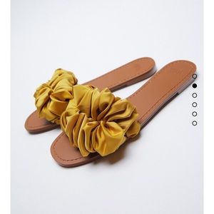 Rushed satin sandals